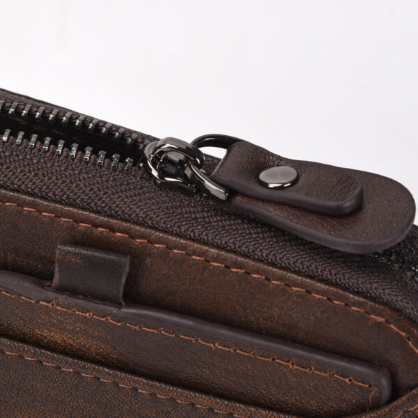 Men'S Short Head Leather Wallet Men'S Retro Wallet Vertical Zipper Leisure Youth Wallet - Image 4