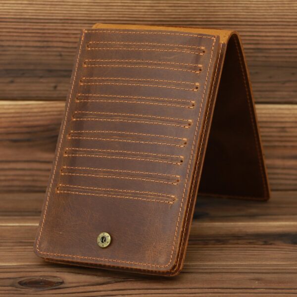 Men's Long Mobile Phone Bag Money Bag Head Layer Cowhide Crazy Ma Card Bag Wallet Card Clip Big Card Clip Thin - Image 8