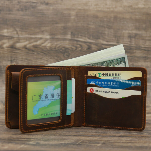 Men's Wallet Leather Wallet Retro Rough Tri-fold First Layer Cowhide - Image 6