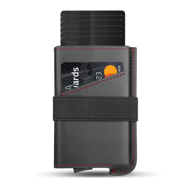 Leather Men's Wallet Compact Mini Card Holder Aluminum Alloy Card Holder Wallet - Image 3