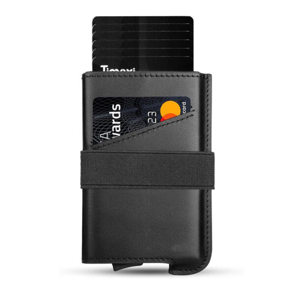 Leather Men's Wallet Compact Mini Card Holder Aluminum Alloy Card Holder Wallet - Image 2